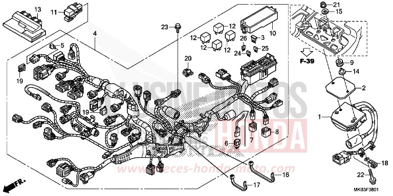 FAISCEAU DES FILS (CBR1000RA/SA) de CBR1000RR "Fireblade" ROSS WHITE (NH196) de 2015